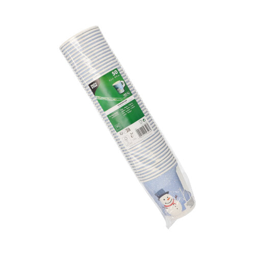 50 Trinkbecher mit Henkel, Pappe 0,2 l Ø 8 cm · 9,3 cm "Snowman"