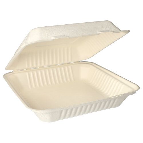 25 Menüboxen, Zuckerrohr "pure" ungeteilt 8 cm x 25,5 cm x 25,5 cm weiss