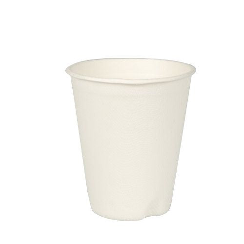 12 Trinkbecher, Zuckerrohr "pure" 0,2 l Ø 8 cm · 9,1 cm weiss für Heißgetränke