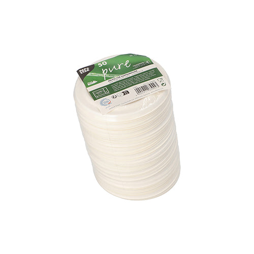 50 Deckel für Suppenbecher, Zuckerrohr "pure" Ø 10 cm weiss