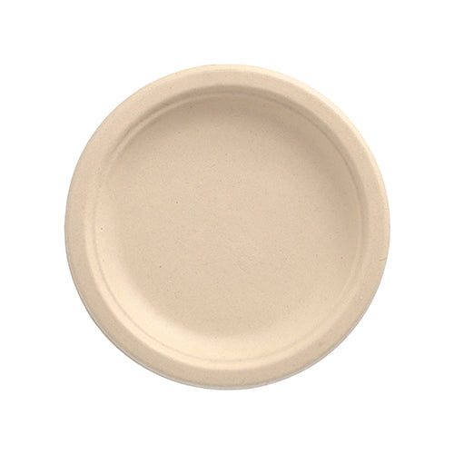50 Teller, Zuckerrohr "pure" ungeteilt Ø 15 cm · 2 cm natur
