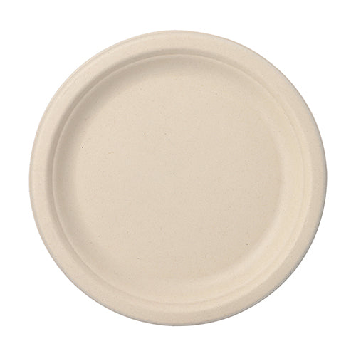 50 Teller, Zuckerrohr "pure" ungeteilt Ø 23 cm · 2 cm natur