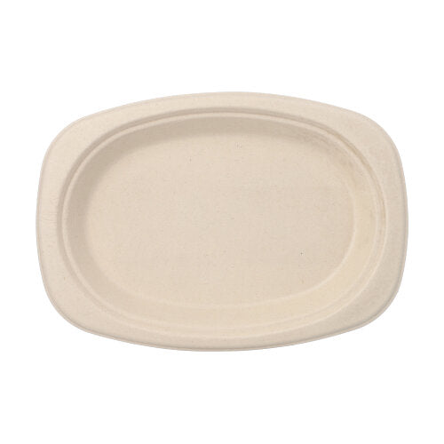50 Teller, Zuckerrohr "pure" oval 23 cm x 16 cm x 2 cm natur
