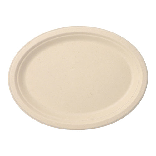 50 Teller, Zuckerrohr "pure" oval 26 cm x 20 cm x 2 cm natur