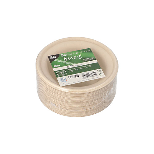 50 Schalen, Zuckerrohr "pure" 380 ml Ø 15,5 cm · 4,6 cm natur