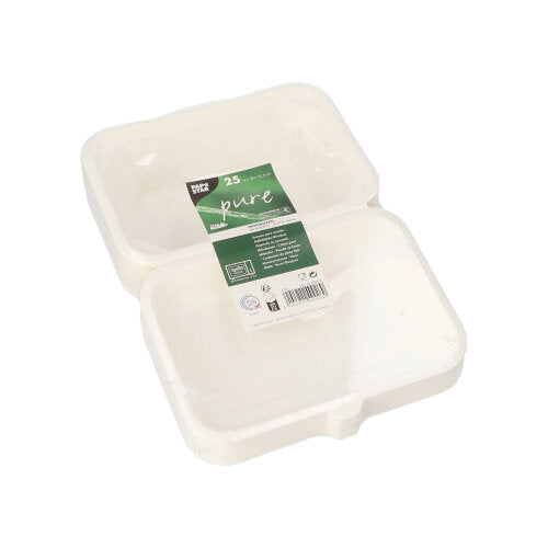 25 Menüboxen, Zuckerrohr "pure" ungeteilt 6 cm x 18 cm x 12,5 cm weiss