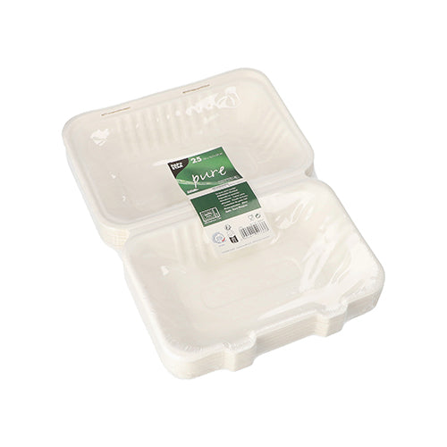 25 Menüboxen, Zuckerrohr "pure" ungeteilt 7,9 cm x 23 cm x 15,5 cm weiss