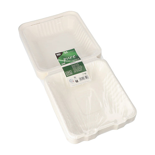 25 Menüboxen, Zuckerrohr "pure" ungeteilt 7,7 cm x 20 cm x 22 cm weiss