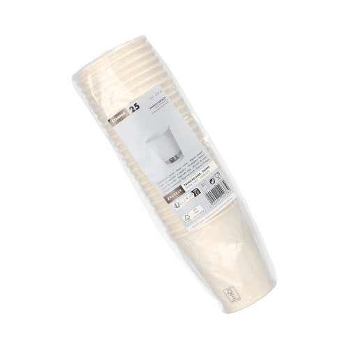 25 Trinkbecher, Pappe 0,2 l Ø 8 cm · 9,2 cm weiss einzeln gehüllt