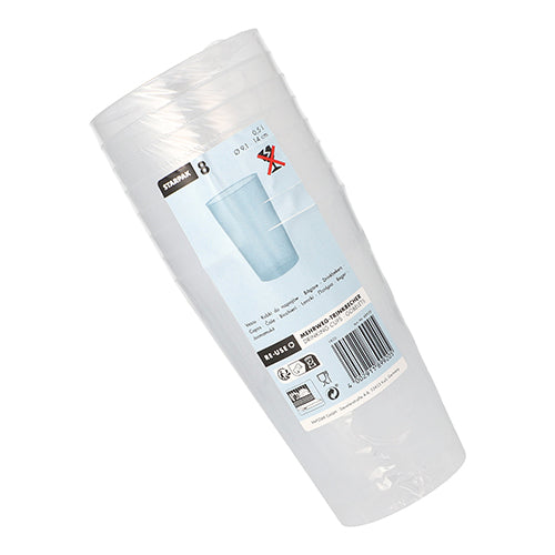8 Mehrweg-Trinkbecher PP 0,5 l Ø 9,1 cm · 14 cm transluzent unzerbrechlich