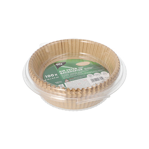 100 Backpapiere Ø 16 cm · 4,5 cm braun für Heißluftfritteusen