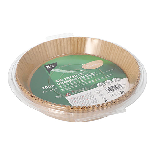 100 Backpapiere Ø 23 cm · 4,5 cm braun für Heißluftfritteusen