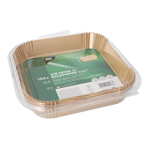 100 Backpapiere 23 cm x 23 cm x 4,5 cm braun für Heißluftfritteusen