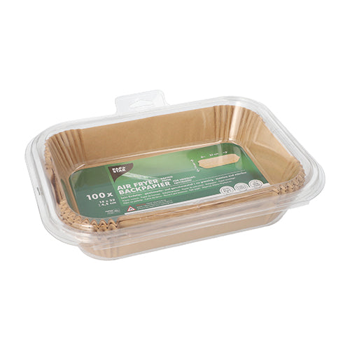 100 Backpapiere 22 cm x 14 cm x 4,5 cm braun für Heißluftfritteusen