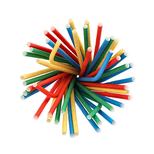 100 Trinkhalme Papier Ø 6 mm · 20 cm farbig sortiert flexibel