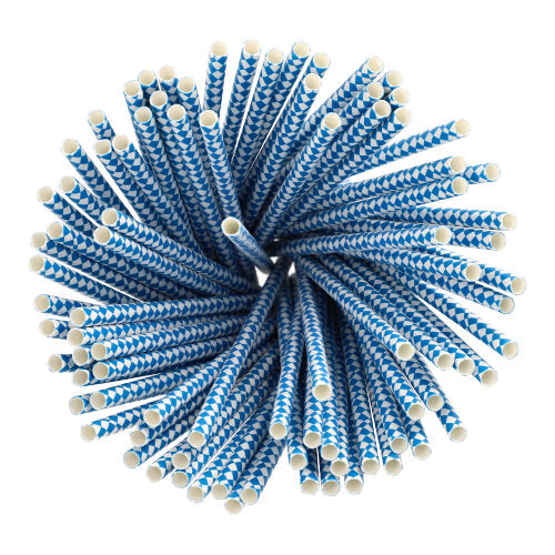 100 Trinkhalme, Papier Ø 6 mm · 20 cm "Bayrisch Blau"