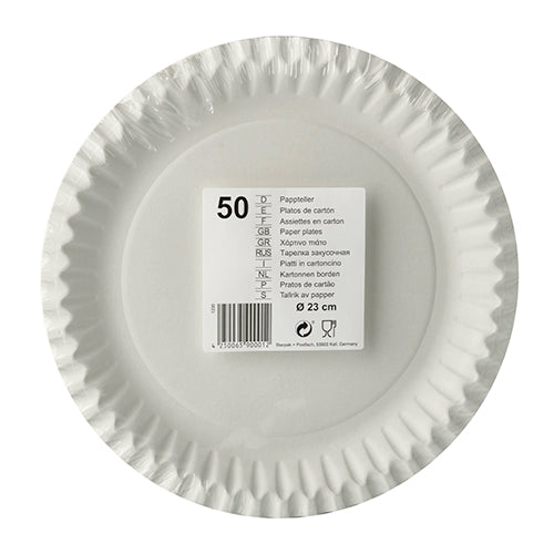 50 Teller, Pappe rund Ø 23 cm weiss