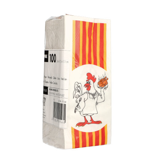 100 Hähnchenbeutel, Papier mit HDPE-Einlage 24 cm x 10,5 cm x 5,5 cm "Grillhähnchen" 1/2