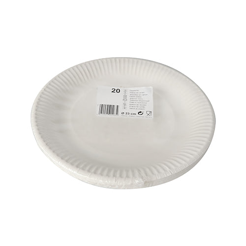 20 Teller, Pappe rund Ø 23 cm weiss