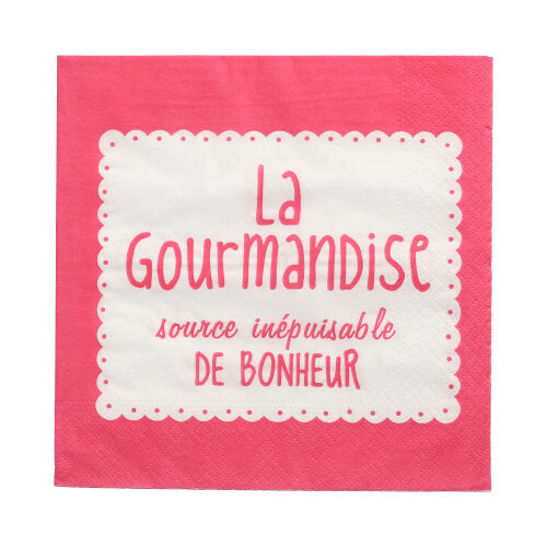20 Servietten, 3-lagig 1/4-Falz 33 cm x 33 cm fuchsia "La Gourmandise"