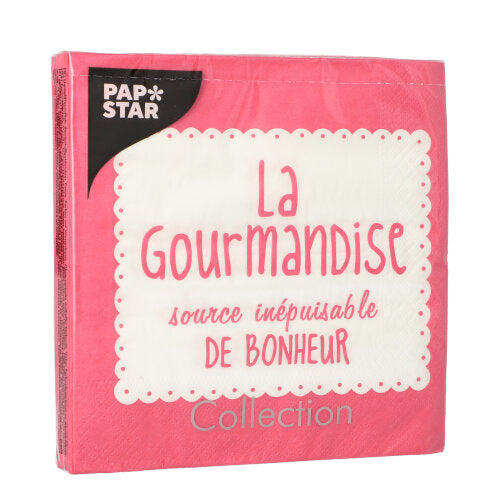 20 Servietten, 3-lagig 1/4-Falz 33 cm x 33 cm fuchsia "La Gourmandise"