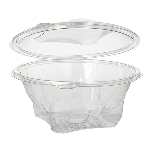 50 Feinkost- und Salatschalen mit Klappdeckel, R-PET rund 1000 ml Ø 18,5 cm · 7,8 cm glasklar