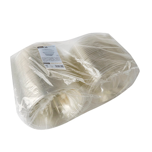 50 Feinkost- und Salatschalen mit Klappdeckel, R-PET rund 1000 ml Ø 18,5 cm · 7,8 cm glasklar