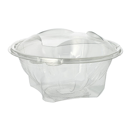 50 Feinkost- und Salatschalen mit Klappdeckel, R-PET rund 1000 ml Ø 18,5 cm · 7,8 cm glasklar