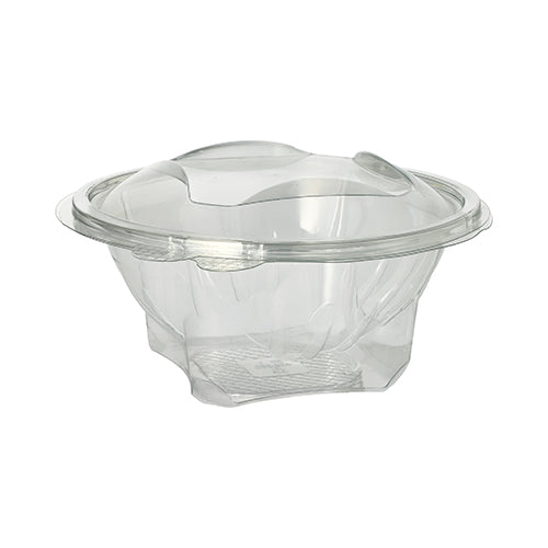 50 Feinkost- und Salatschalen mit Klappdeckel, R-PET rund 750 ml Ø 17,4 cm · 7,3 cm glasklar