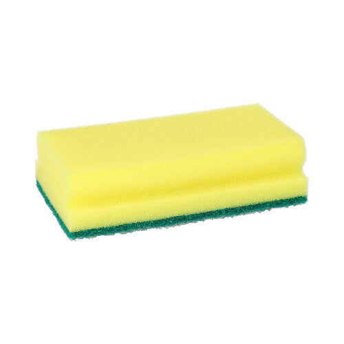 3 Topfreiniger, Schwamm Jumbo eckig 4,1 cm x 14,8 cm x 8,5 cm gelb/grün mit Griffrille, kratzend