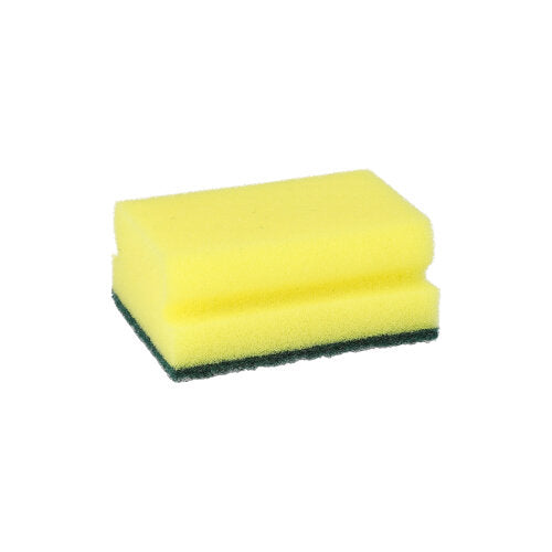 6 Topfreiniger, Schwamm eckig 4,1 cm x 9,5 cm x 6,8 cm gelb/grün mit Griffrille, kratzend