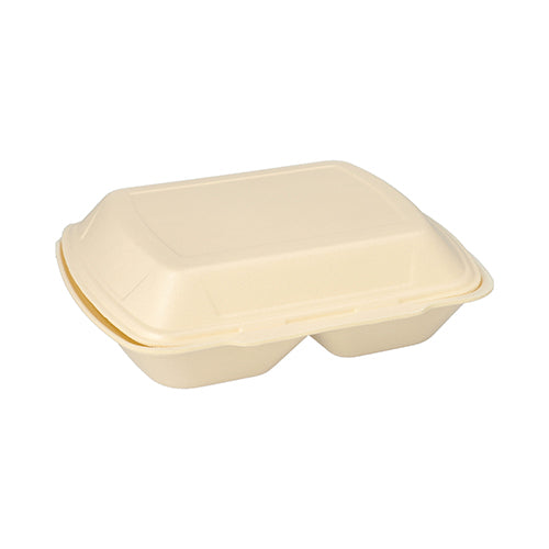 100 Menüboxen mit Klappdeckel, XPS 2-geteilt 7,5 cm x 24,3 cm x 20,8 cm creme