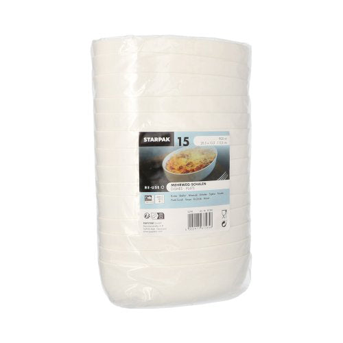 15 Mehrweg-Schalen oval 900 ml 5,5 cm x 13,5 cm x 20,5 cm weiss "Cella"