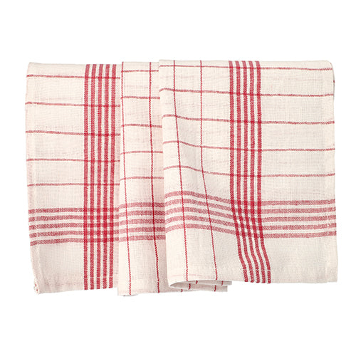 10 Geschirrtücher 70 cm x 50 cm weiss/rot "Baumwolle"