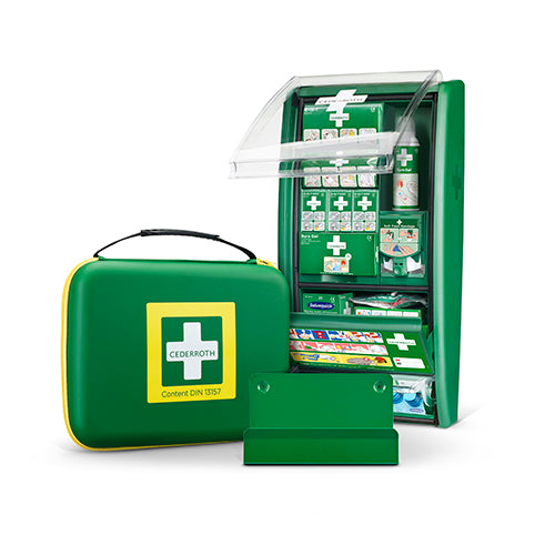 "Cederroth" First Aid & Burn Station Set DIN 13157 22,7 cm x 29,4 cm x 57,2 cm grün 91-teilig