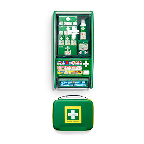 "Cederroth" First Aid & Burn Station Set DIN 13157 22,7 cm x 29,4 cm x 57,2 cm grün 91-teilig