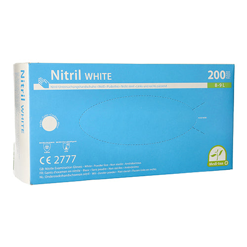 200 "Medi-Inn" Handschuhe, Nitril puderfrei "White" weiss Größe L