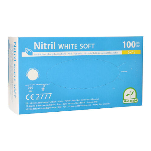 100 "Medi-Inn" Handschuhe Nitril puderfrei "White Soft" weiss Größe S