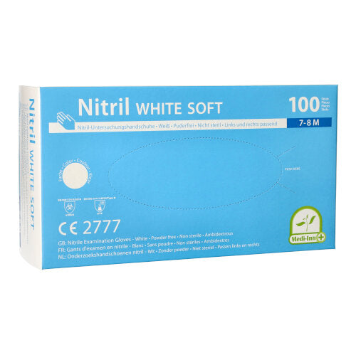 100 "Medi-Inn" Handschuhe Nitril puderfrei "White Soft" weiss Größe M