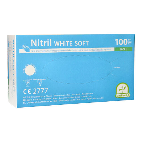 100 "Medi-Inn" Handschuhe Nitril puderfrei "White Soft" weiss Größe L