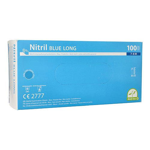 100 "Medi-Inn" Handschuhe Nitril puderfrei "Long" blau Größe M