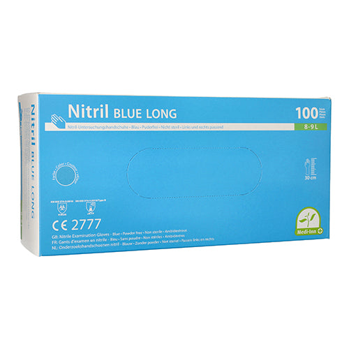 100 "Medi-Inn" Handschuhe Nitril puderfrei "Long" blau Größe L