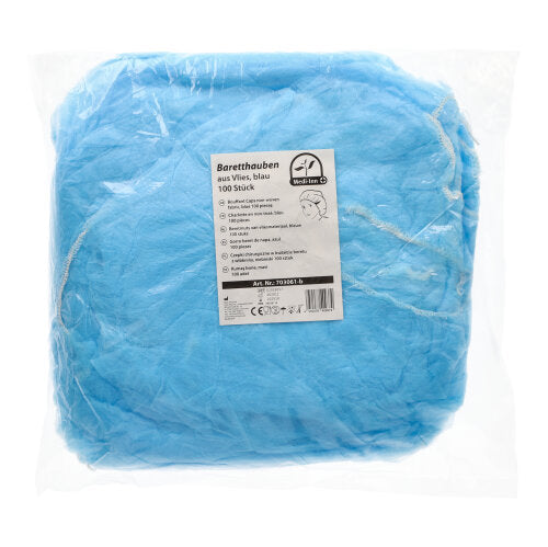 100 "Medi-Inn" Barett-Hauben, Vlies Ø 52 cm blau