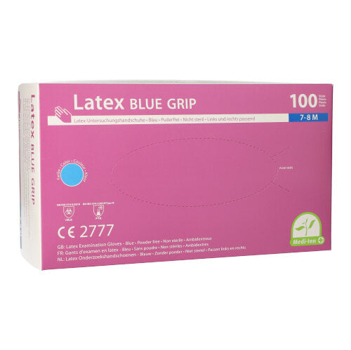 100 "Medi-Inn PS" Handschuhe, Latex puderfrei blau "Blue Grip" Größe M
