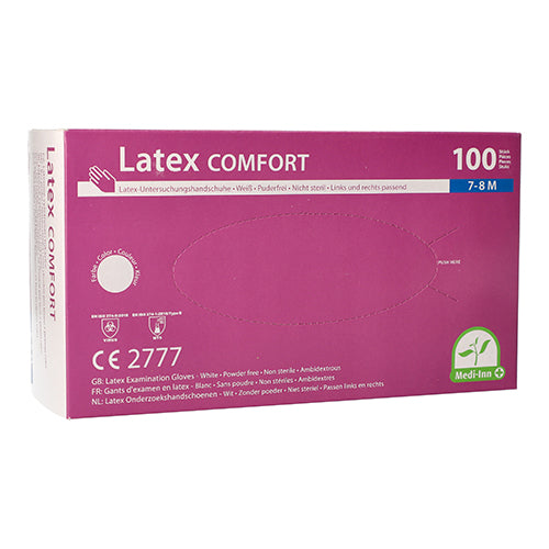 100 "Medi-Inn PS" Handschuhe, Latex puderfrei "Comfort" weiss - natur Größe M