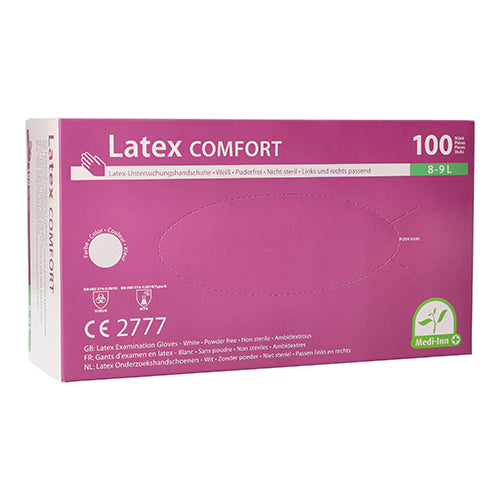 100 "Medi-Inn PS" Handschuhe, Latex puderfrei "Comfort" weiss - natur Größe L