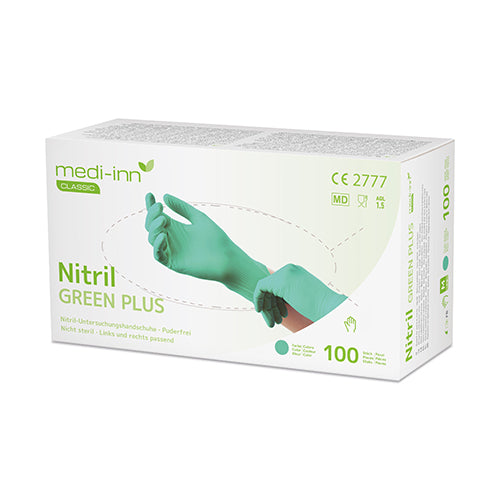 100 "Medi-Inn Classic" Handschuhe, Nitril puderfrei "Green Plus" grün Größe S