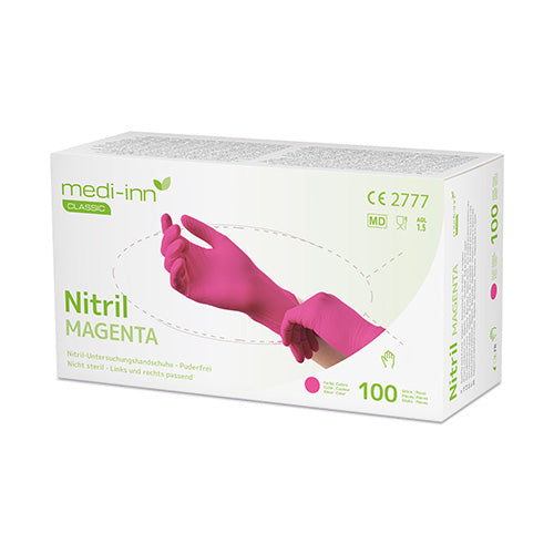 100 "Medi-Inn Classic" Handschuhe, Nitril puderfrei magenta "Nitril Magenta" Größe M