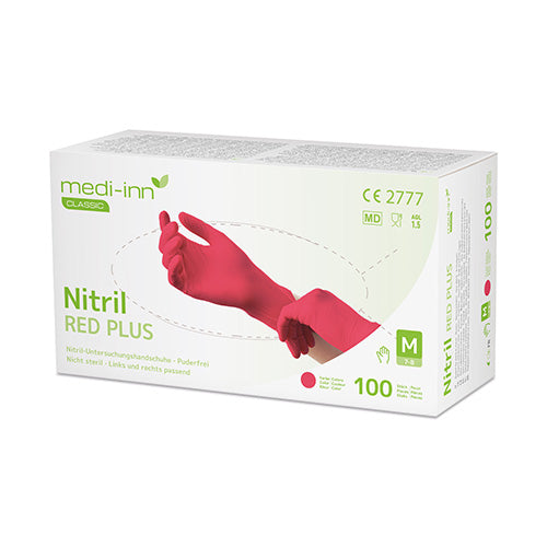 100 "Medi-Inn Classic" Handschuhe, Nitril puderfrei rot "Nitril Red Plus" Größe L