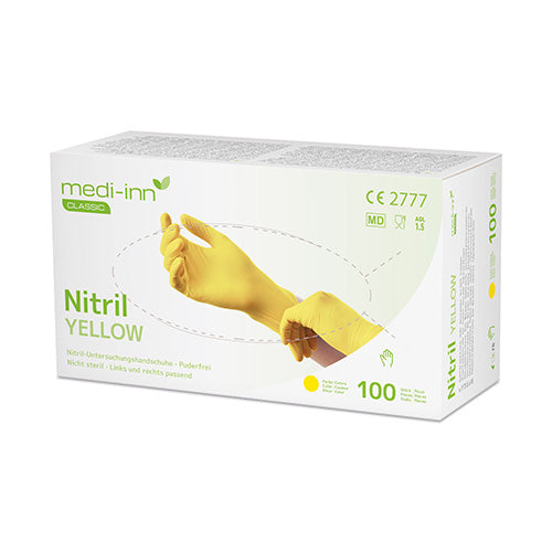 100 "Medi-Inn Classic" Handschuhe, Nitril puderfrei gelb "Nitril Yellow" Größe XL